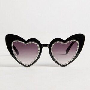Torrid - Rhinestone Cat Eye Smoke Lenses Sunglasses in Black​​​​​
